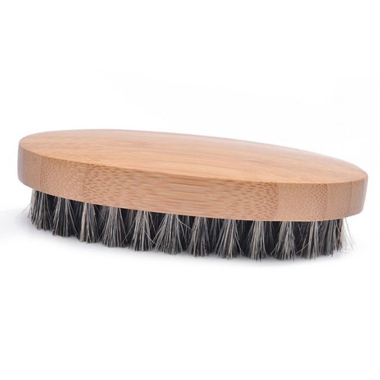 Nature Oval Bamboo Boar Soft Bristle Beard Brush Private Label Beard Grooming Brush for Men