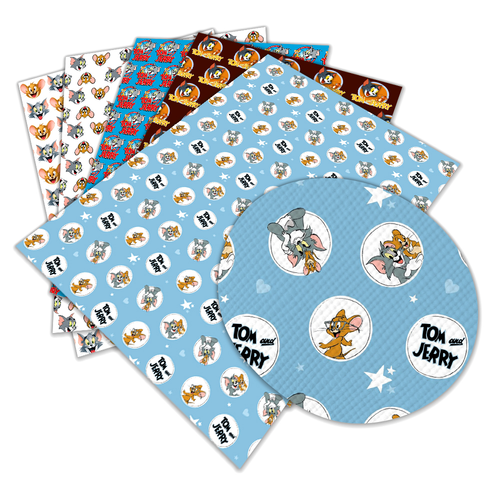 Customized 30*136cm Piece Cartoon Print Faux Leather