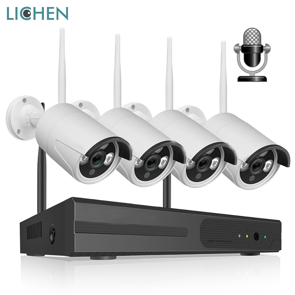 LICHEN 4CH беспроводной 1080P NVR комплект безопасности CCTV WIFI камера системы