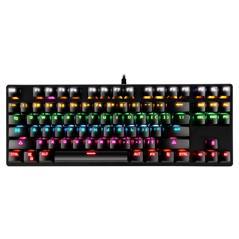 Горячая продажа Механическая клавиатура 87 клавиш цветная RGB дешевая клавиатура Игровой Компьютер USB клавиатура Проводная