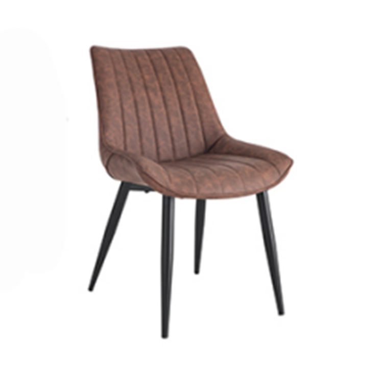 vintage style high density foam dining chair brown faux leather dining chairs restaurant black powder metal chair