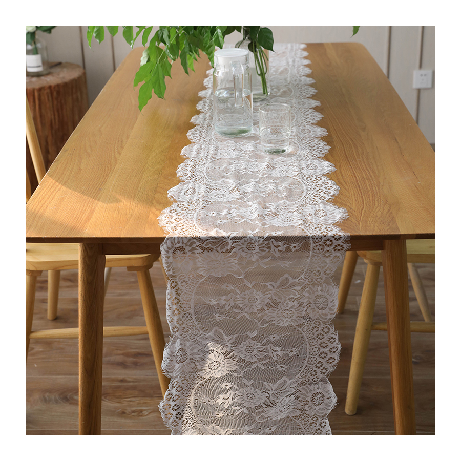 European chair yarn wedding Christmas party black decoration lace promotional table cloth runner