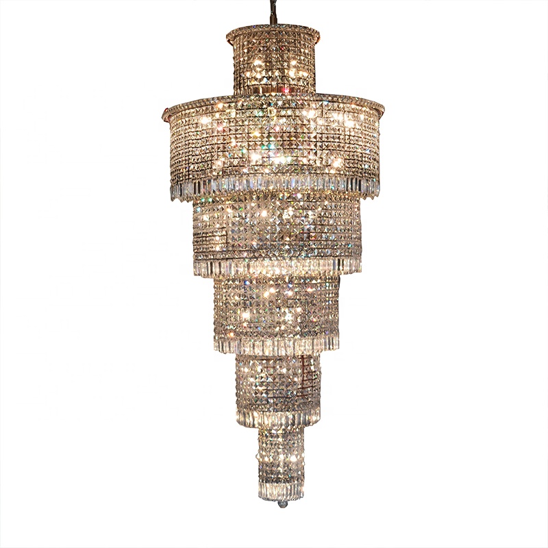 ZENGOVL Customized modern luxury crystal chandelier large staircase chandeliers long pendant lights