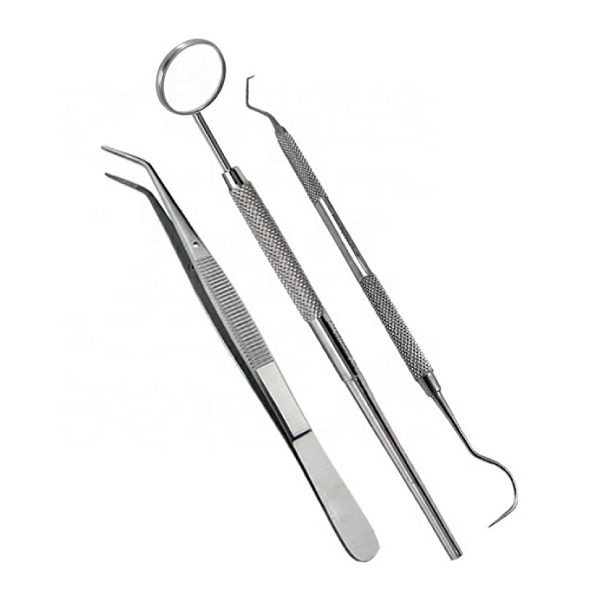 Examination Kit Examine Set Dental Oral Kit Disposable Kit Stainless Steel High Quality Daily Basic Probe Mouth Mirror Tweezers