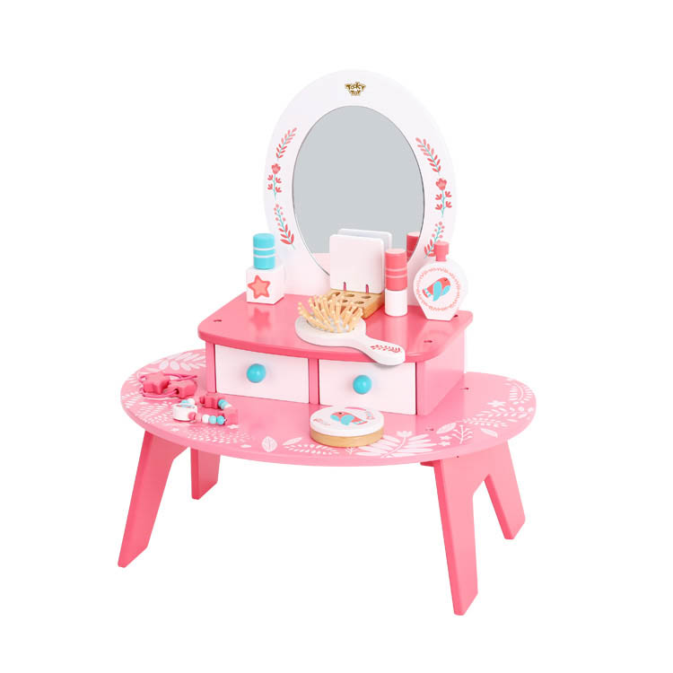 Деревянный ролевые игры дом игрушка Make Up комод с полным набором Макияж Аксессуары для маленьких девочек возрастом 3 +