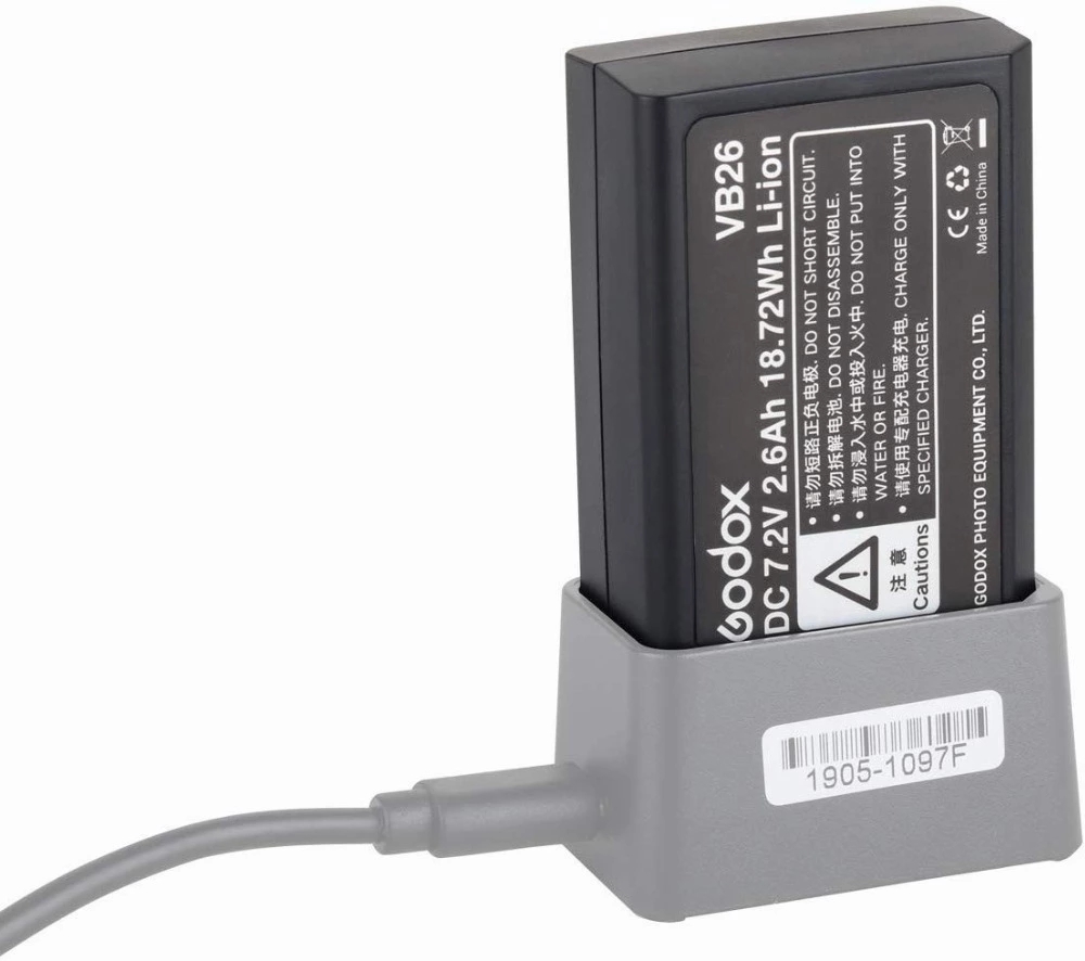 Godox VB26 7,2 V 2600 мА/ч, литий-ионный аккумулятор зарядного устройства для уличной вспышки Godox V1-C/N/S/O/F вспышка
