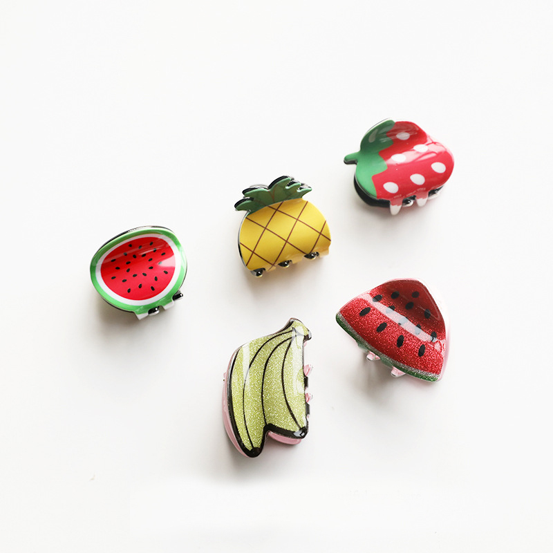 Ins korean fruit hair claw clips for kids baby cute plastic hair claw clip hair accessories for women girls