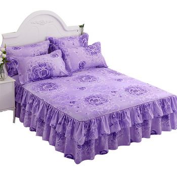 Bed fitted Sheets Textile Bedding Coverlet floral Flat Sheet Bedspread Bed Cover skirt set Soft Warm Bedsheets