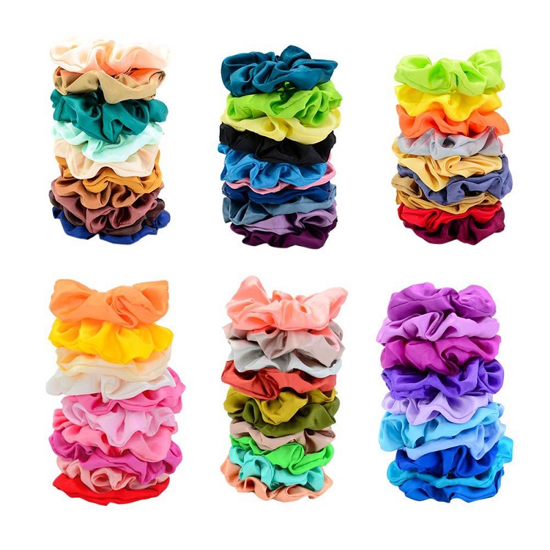 Diademas Perla Oem Women Colorful Boho Stretching Custom Logo Hair Accessories Pure Color Cloth Head Rope Scrunchies