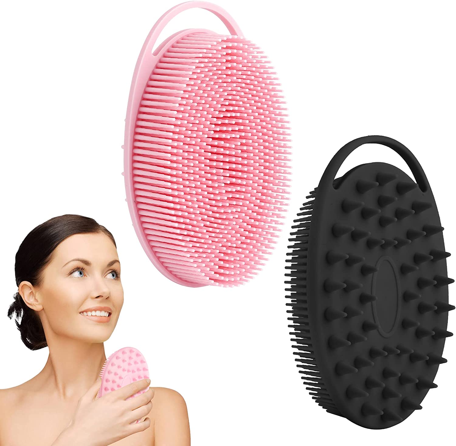 Luma Wholesale 2 in 1 Bath and Shampoo Brush Sensitive Skin Exfoliating Silicone Body Scrubber