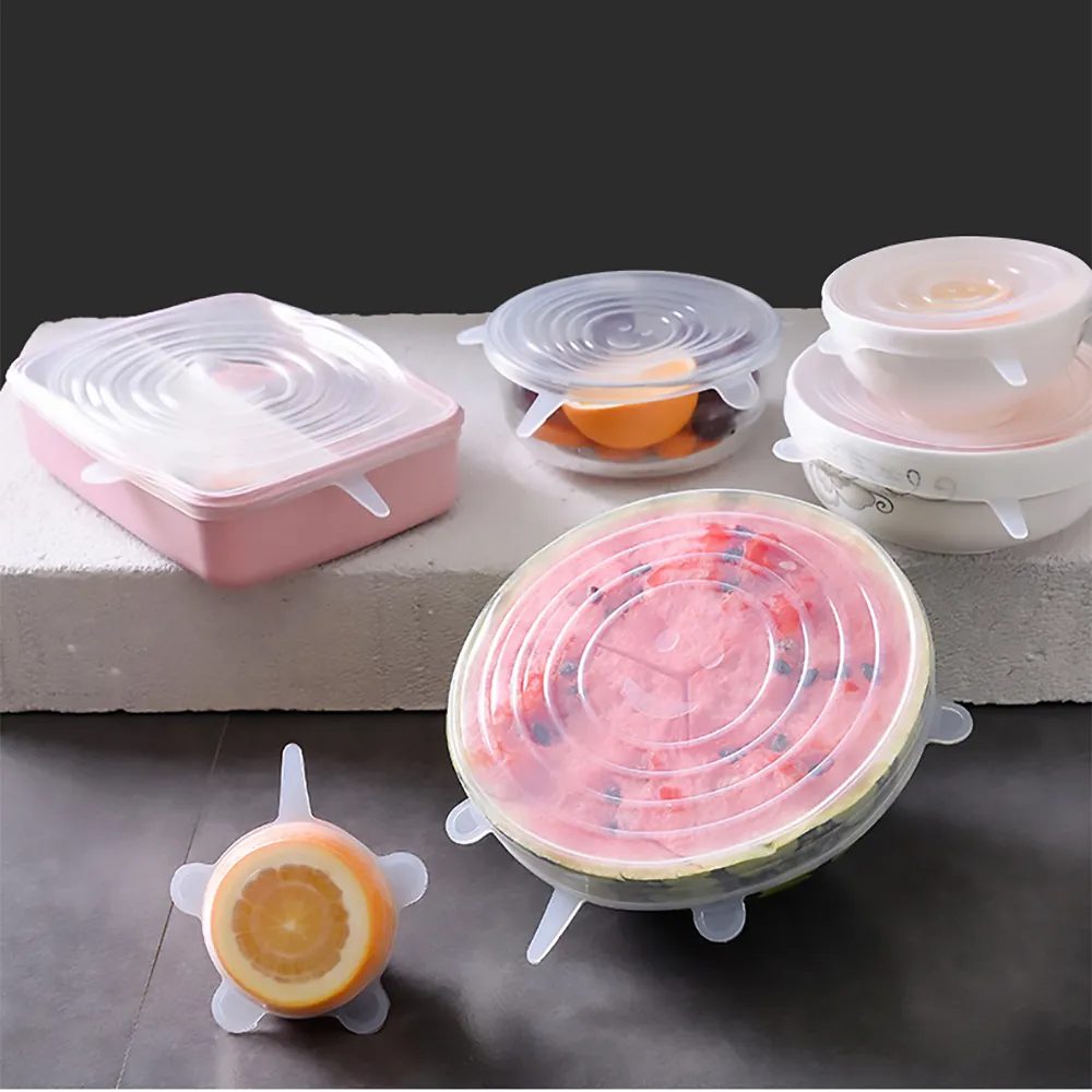 Kitchen Tool Reusable Food Packaging Cover Silicone Fresh-keeping Lids Food Wrap Elastic Stretch Seal Transparent Cover for Food