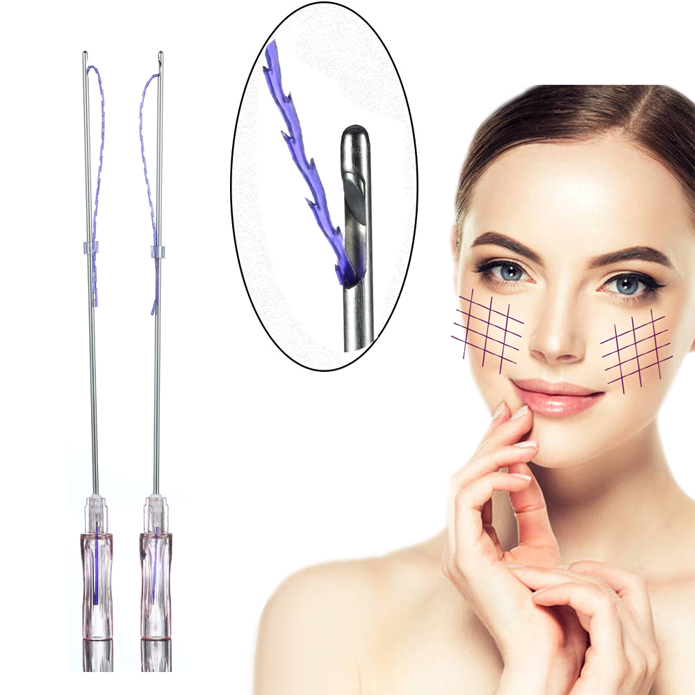 2021 Beauty Secret 18g 100mm Face Lifting Molding Flat Shark Teeth Pdo Thread With W Needle