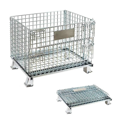 Folding storage butterfly cage cart pallet cages wire steel cages
