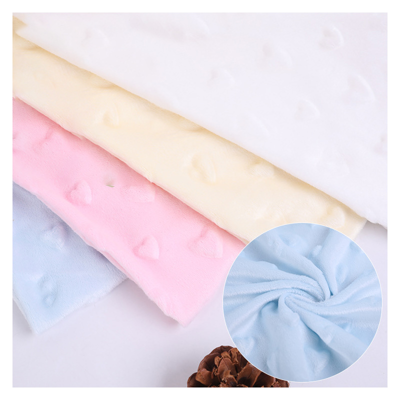 Super Soft Heart Shape Poly Embossed Baby Cuddle Bubble Minky Plush Fabric Minky Dot Fabric