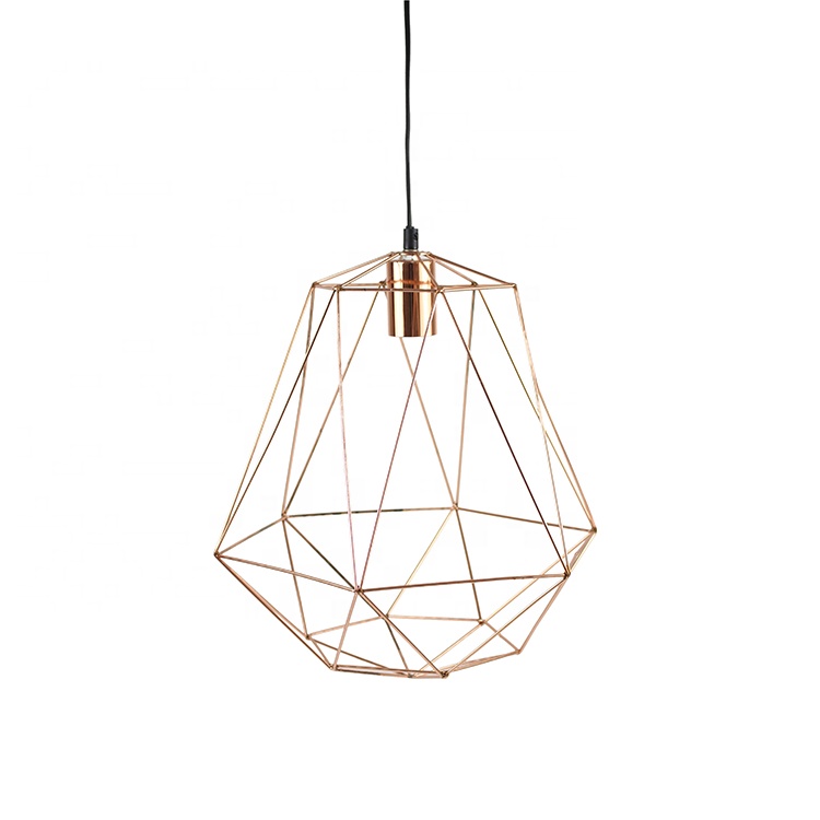High ceiling coffee shop fixtures metal geometric decorative hanging LED chandelier pendant light