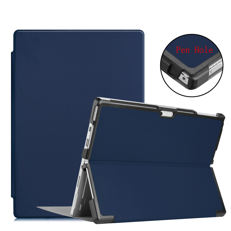 Кожаный защитный чехол-книжка с подставкой для Microsoft Surface Pro 4 / Pro 5 / Pro 6 / Pro 7 12,3 дюймов с держателем для карандашей