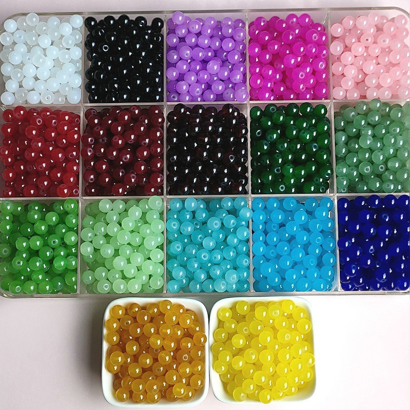 Wholesale DIY Beaded Spacer Beads Glass Material 8/10mm Glass Imitation Jade Beads for Bracelet Necklace Transparent Glass Ball