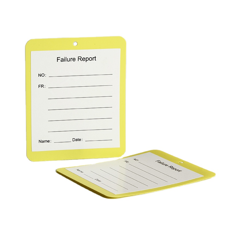 Yellow PVC card white sticker plastic hanging card printing customization