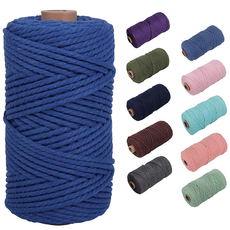 Colorful Woven Wall Hanging Twisted String Cords 100% Cotton Rope Big Roll Black Cotton Cord Rope