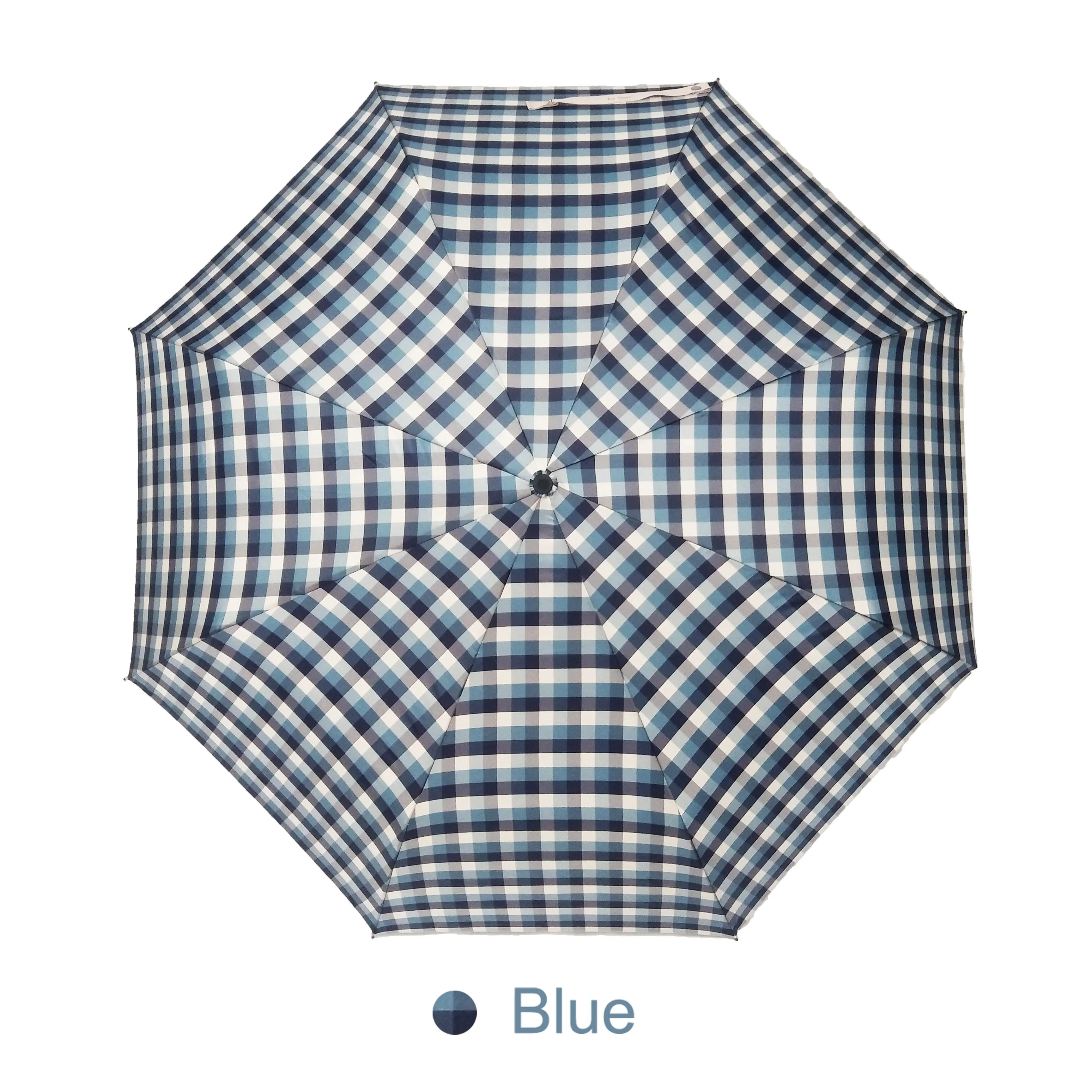 Umbrella Manufacturer Fully Automatic 3 Folding Plaid Fabric Umbrella Open And Close With Customized