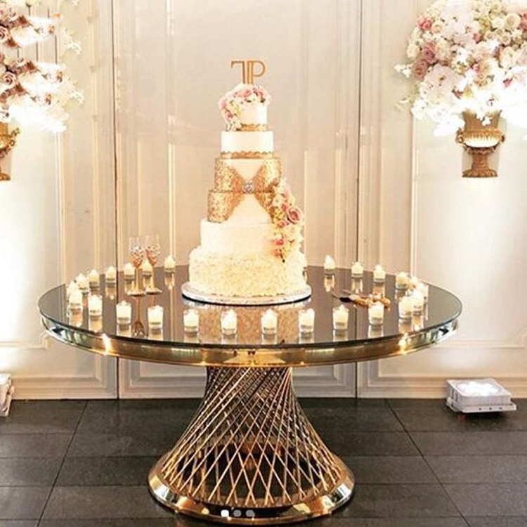 Modern Furniture Gold Stainless Steel Round Wedding Dining Tables Hotel Table