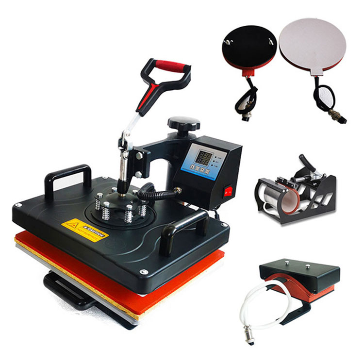 Custom t shirt heat transfer printer 5 in 1 combo sublimation heat press machine for hat mug plate bottle t-shirts printing