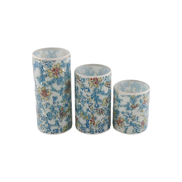 Hot Sale Mosaic Cylinder Glass Candle Jars Decorative Lights Product