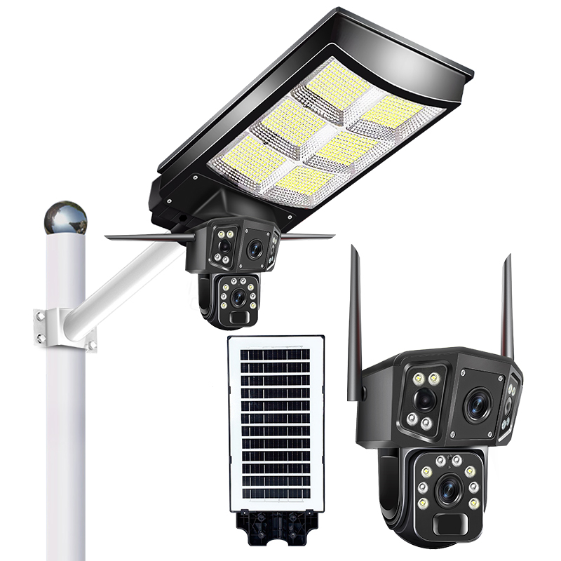 Home Hotel Outdoor Security System APP Control CCTV 5MP Ip65 4G All In One LED Street Light Camera Solar Powered Security Camera