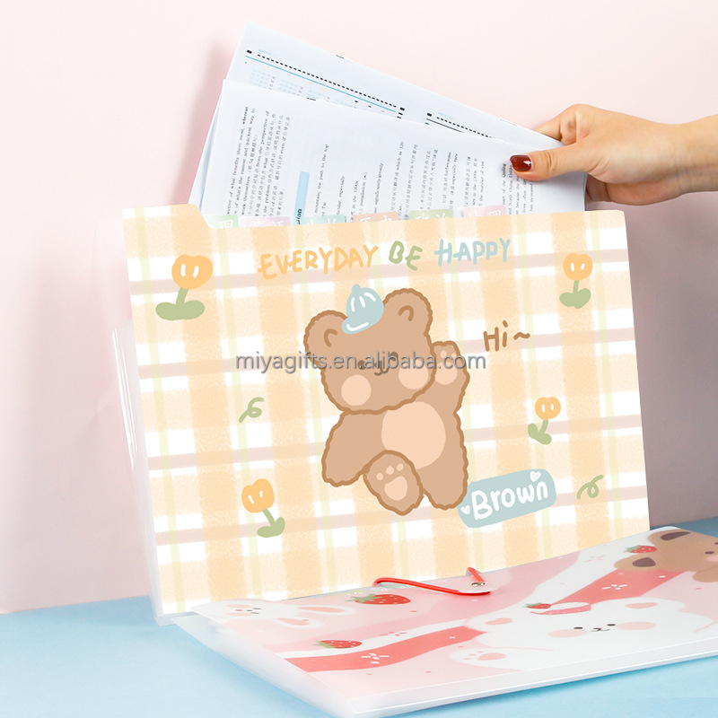 Large-capacity A4 color plastic expandable organ bag elastic band file folder multi-layer test paper classification storage