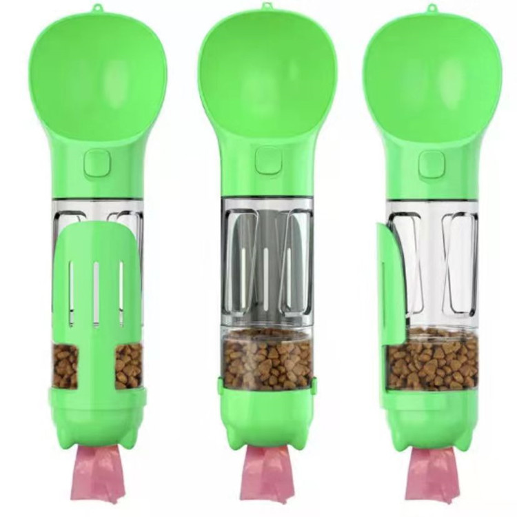 2021 New arrival 4 in 1 Portable Pet Dog Water Bottle 350ML 550ML with poop bag dispenser and scoop