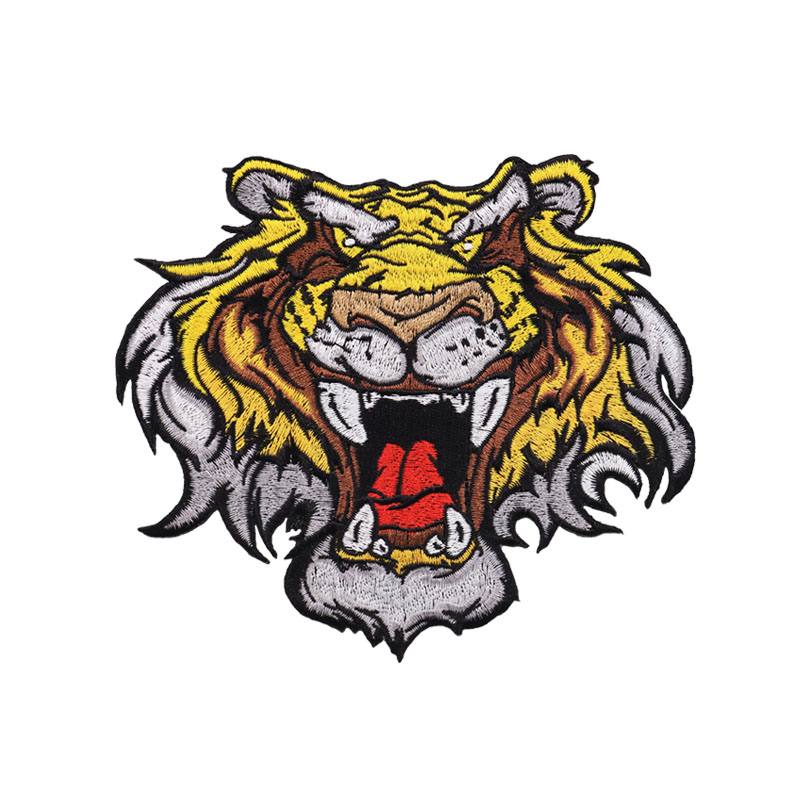 Wholesale patch custom logo bullion wire brooch ventralex appliques and trimmings tiger applique rhinestone embroidery patches