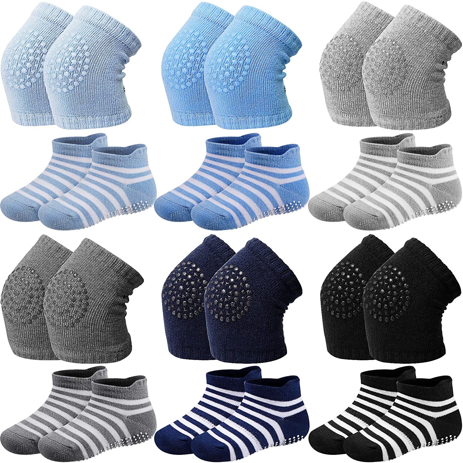 6 Pairs Crawling Knee Pads Anti-Slip Baby Knee Protectors Toddlers Leg Warmers