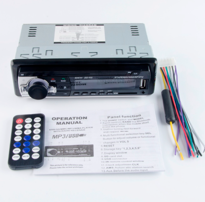 Автомобильный MP3 плеер стерео автомагнитолы BT 12 В в-тире 1 Din FM Aux аудио приемник SD USB MP3 MMC WMA JSD-520