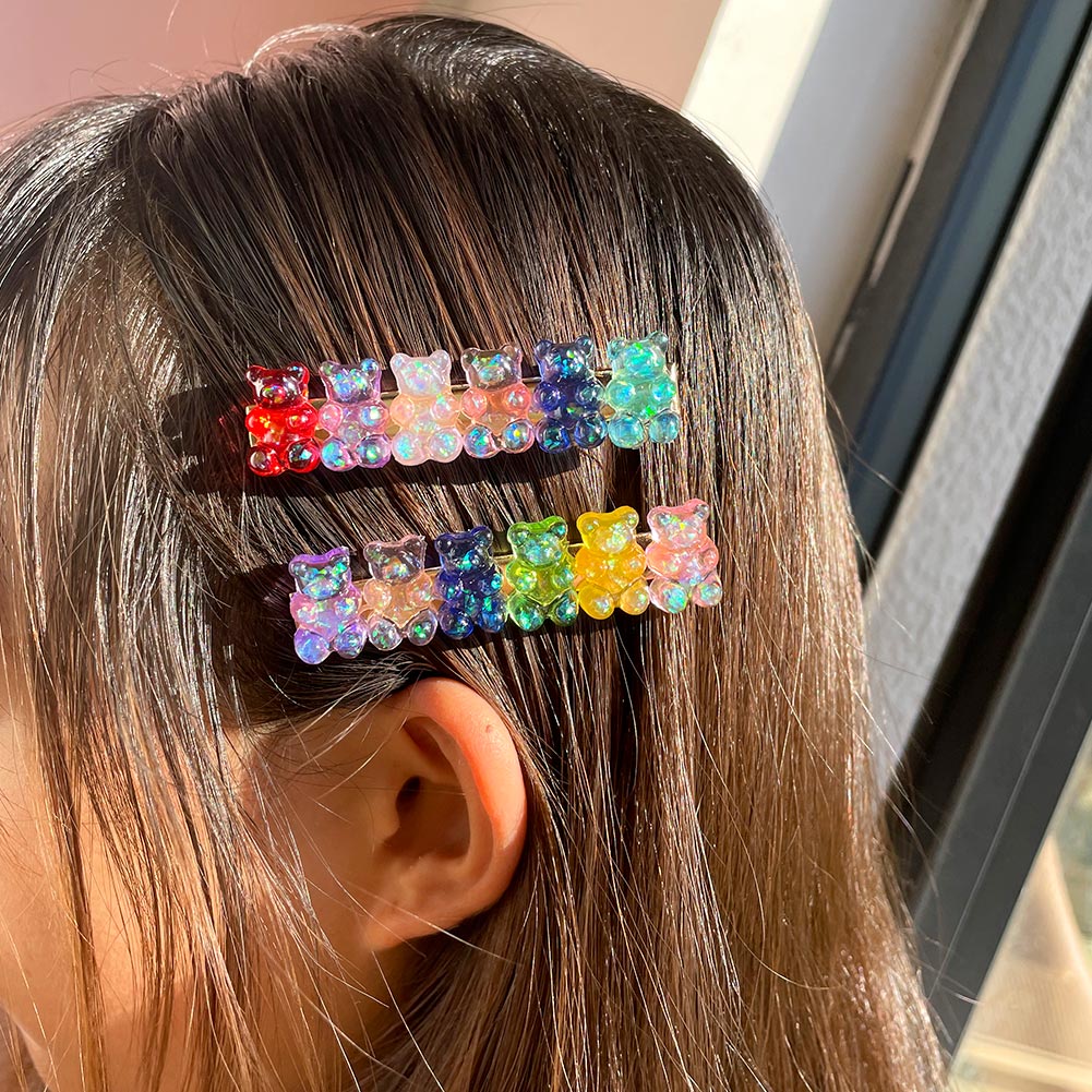 Korean Hair Accessories Dainty Cute Cartoon Gummy Bear Hair Clips For 2021 Trendy Women Kids Jewelry Wholesale