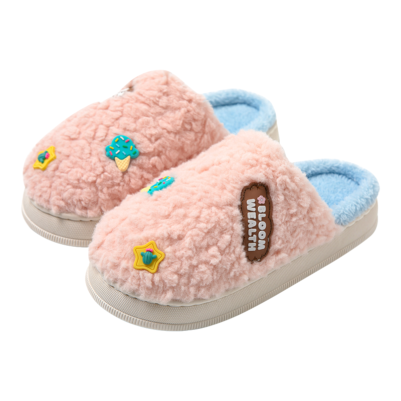 Winter Designer unisex slippers 3d pink slippers for women furry plush warm eva rubber slippers