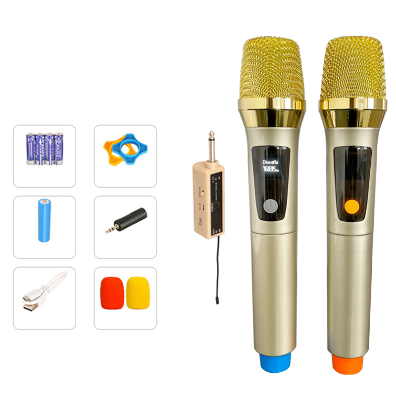 Rechargeable vhf wireless microphone with usb receiver for stage cordless mic for trolley speaker
