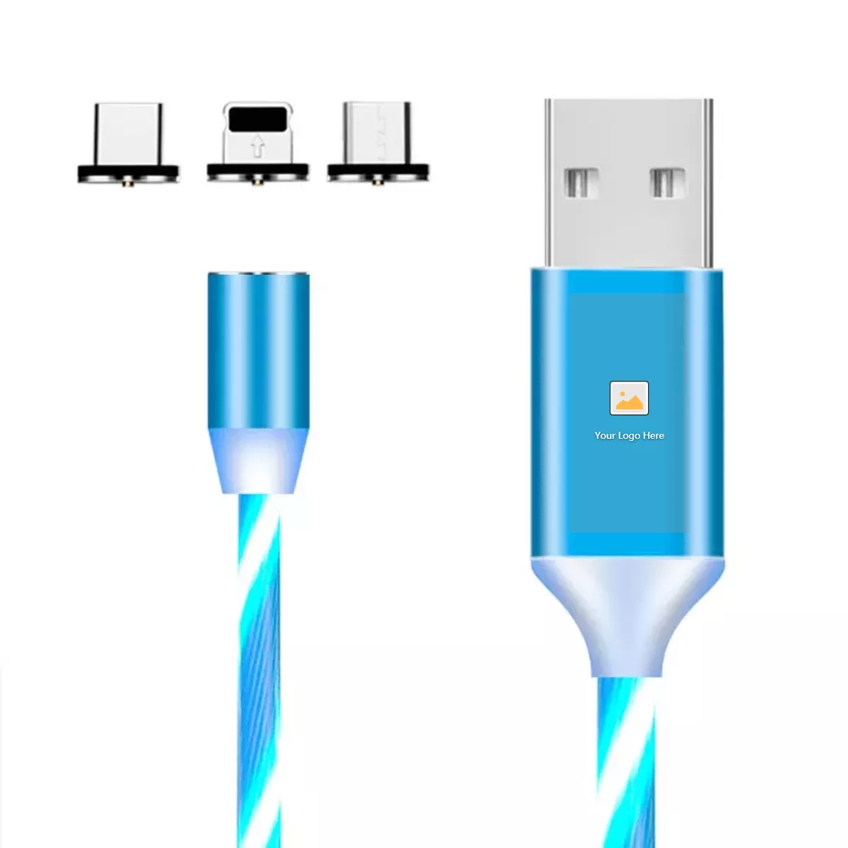 Factory Price 3 In 1 Magnetic Cable Led Light Fast Charger Type C Magnetic Charging Cable Magnetic Micro Led Flow Usb Cables