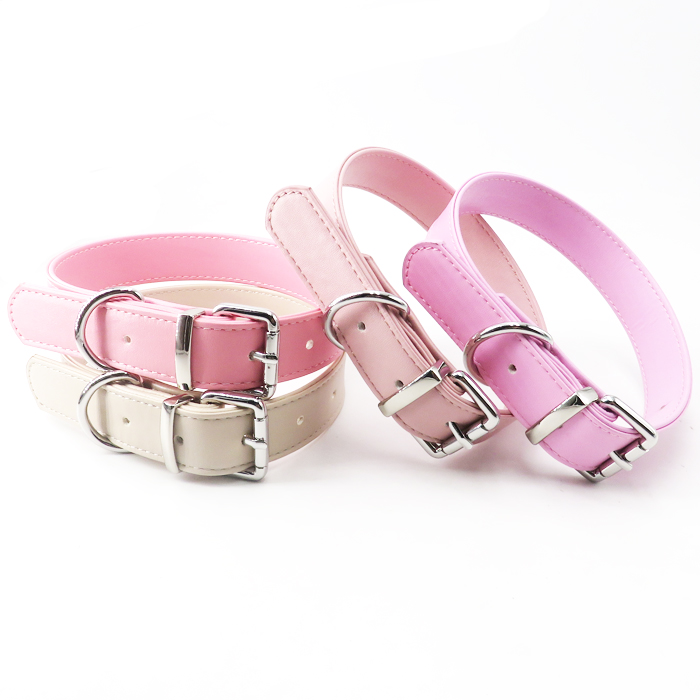 Collar De Piel Sintetica Para пер Мода Высокое качество Симпатичный розовый PU кожаный ошейник для собак