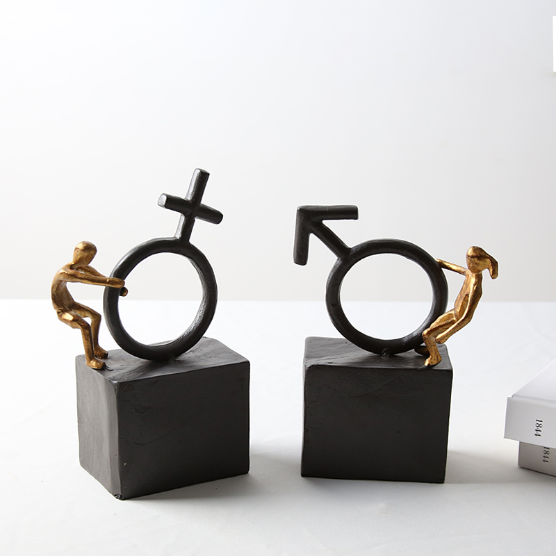 wholesale home decor office tables figurine metal iron bookend decorative book ends