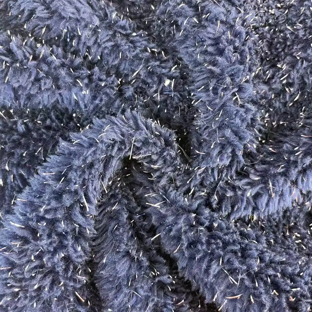 wholesale best price 100% polyester sherpa fleece lurex fabric for loungewear pajama