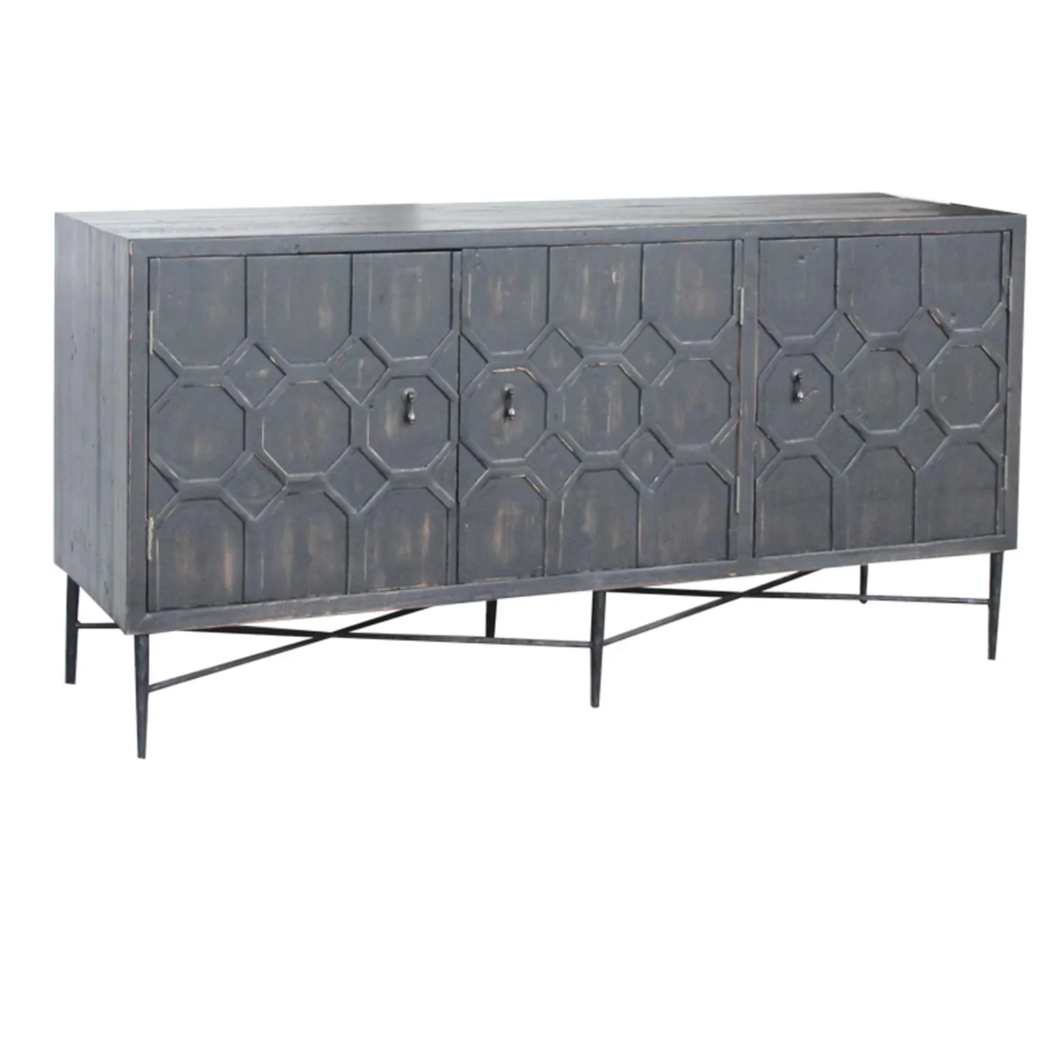 Unique rustic eco-friendly recycled fir iron sideboard