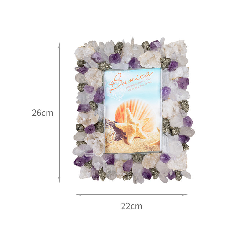 Exquisite Home Furnishing Creative Decoration Natural Mixed Crystal Photo Frame Horizontal and Vertical Universal Studio Photo F