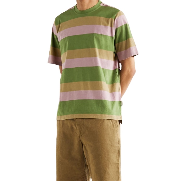 OEM custom round neck Striped Organic Cotton high quality T-Shirt for men