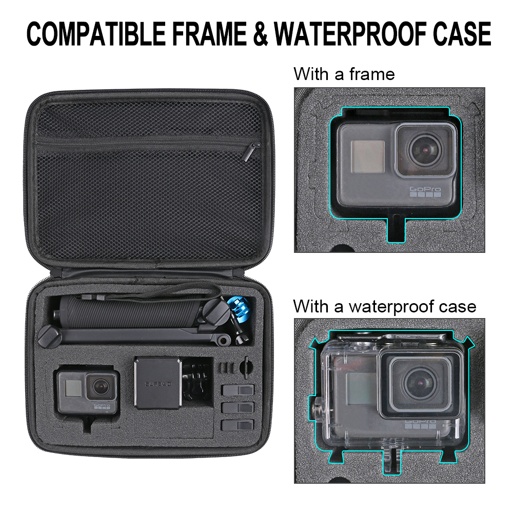 SUREWO Средний чехол совместим с GoPro Hero 7 6 5 черный, APEMAN/AKASO/DJI Omso действие и многое другое