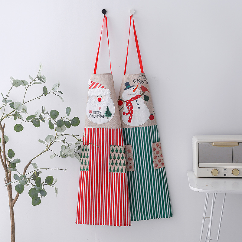 2021 Santa Claus linen apron cute cartoon
