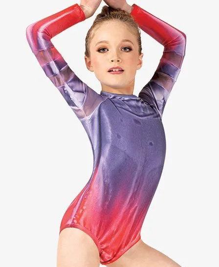 Shiny Printed 1 Piece Rhythmic Ballet Wear Suit Gym Dance Girl Custom Design Training Dancewear Gymnastic Competition Leotards