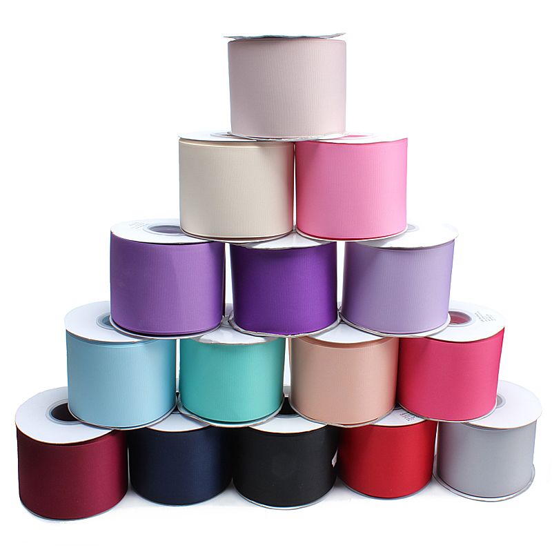 100% polyester 196 colors 3 inch wide solid color 75mm grosgrain ribbon