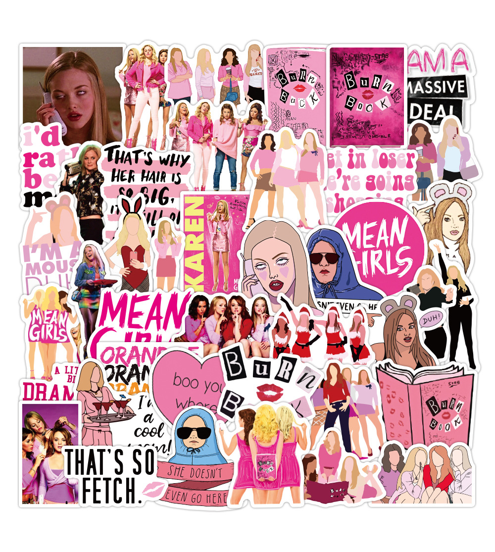 50 шт./упак. Творческий ролика красивые девушки Mean girls Стикеры для девочек студентов чемодан для мобильных телефонов и планшетов этикетка наклейка