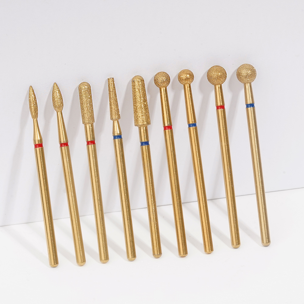 New Gold-Plated Nail Drill Bit Set Customized Diamond Russian Manicure And Pedicure Tool Cuticle Clean Nail Bits