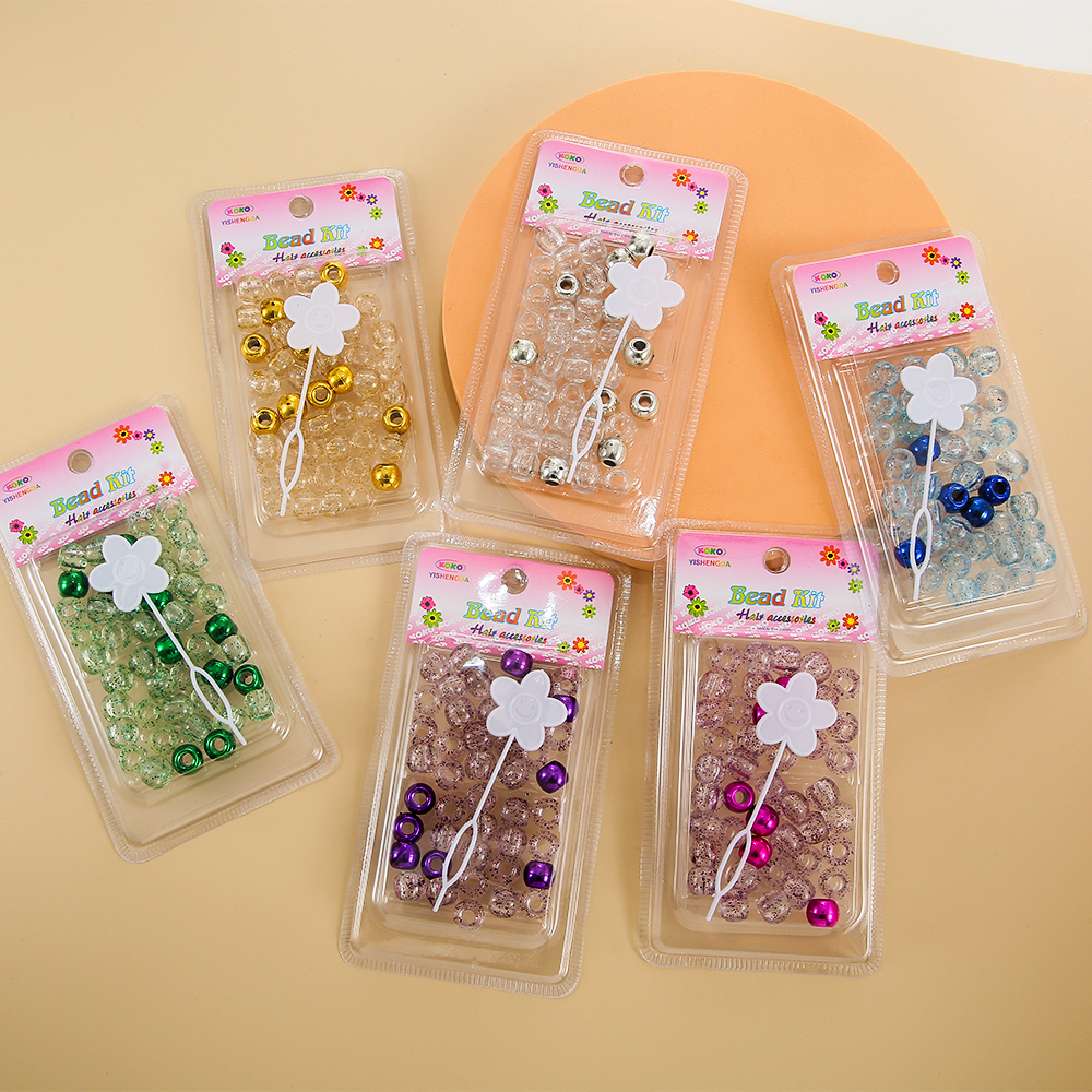 Hot colorful Transparent green onion powder resin dirty braid beaded 1 box 12mm Charms Dreadlock Hair Accessories For Women Kids